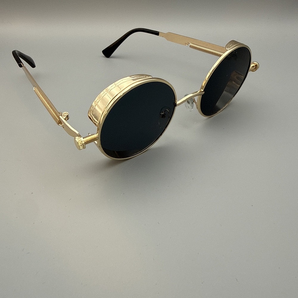 Steampunk Polarized Gold Round Sunglasses Vintage Gothic Halloween Costume Gorp